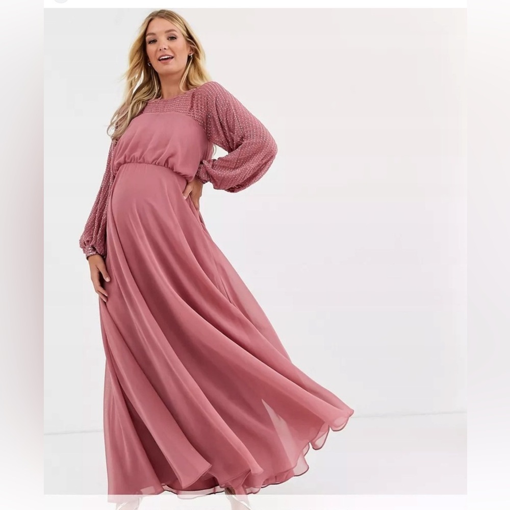 ASOS DESIGN Maternity maxi dress with linear yoke🦜